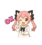 毎日使える！ピンク髪の猫耳セーラーちゃん（個別スタンプ：7）