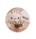白いカフェマカロンちゃん(丸型)（個別スタンプ：1）