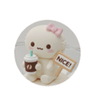 白いカフェマカロンちゃん(丸型)（個別スタンプ：6）