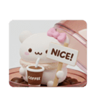 白いカフェマカロンちゃん(四角型)（個別スタンプ：1）