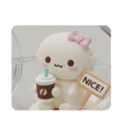 白いカフェマカロンちゃん(四角型)（個別スタンプ：8）