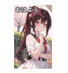 ツートンカラーの決意を秘めたポニーテール（個別スタンプ：1）