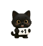 ぽっちゃりした大きな目の黒猫 （NT）（個別スタンプ：4）