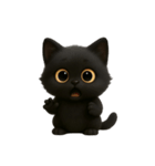 ぽっちゃりした大きな目の黒猫 （NT）（個別スタンプ：5）