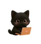 ぽっちゃりした大きな目の黒猫 （NT）（個別スタンプ：6）