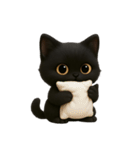 ぽっちゃりした大きな目の黒猫 （NT）（個別スタンプ：24）