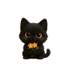 ぽっちゃりした大きな目の黒猫 （NT）（個別スタンプ：26）