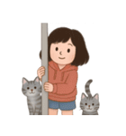 かわいい少女と猫 （NT）（個別スタンプ：1）