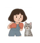 かわいい少女と猫 （NT）（個別スタンプ：2）
