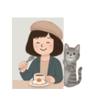 かわいい少女と猫 （NT）（個別スタンプ：3）