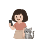 かわいい少女と猫 （NT）（個別スタンプ：5）