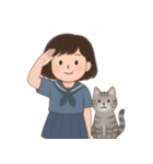 かわいい少女と猫 （NT）（個別スタンプ：6）