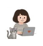 かわいい少女と猫 （NT）（個別スタンプ：8）