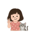 かわいい少女と猫 （NT）（個別スタンプ：9）