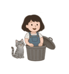 かわいい少女と猫 （NT）（個別スタンプ：32）