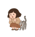 かわいい少女と猫 （NT）（個別スタンプ：34）