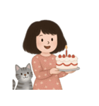 かわいい少女と猫 （NT）（個別スタンプ：36）
