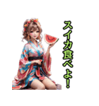 和装女子_浴衣アイドル（応援編）（個別スタンプ：3）