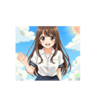 動く♪可愛いお姉さんの挨拶スタンプ（個別スタンプ：1）