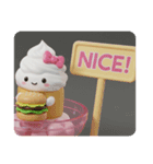 ハンバーガーを食べるケーキちゃん(四角型)（個別スタンプ：2）