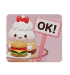 ハンバーガーを食べるケーキちゃん(四角型)（個別スタンプ：3）