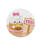 ハンバーガーを食べるケーキちゃん(丸型)（個別スタンプ：1）