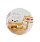 ハンバーガーを食べるケーキちゃん(丸型)（個別スタンプ：2）