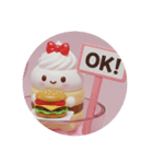 ハンバーガーを食べるケーキちゃん(丸型)（個別スタンプ：8）