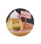 ハンバーガーを食べるプリンちゃん(丸型)（個別スタンプ：1）