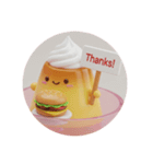 ハンバーガーを食べるプリンちゃん(丸型)（個別スタンプ：3）