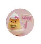 ハンバーガーを食べるプリンちゃん(丸型)（個別スタンプ：4）