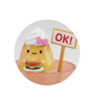 ハンバーガーを食べるプリンちゃん(丸型)（個別スタンプ：5）