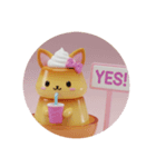 きつね耳プリンちゃん(丸型)（個別スタンプ：1）