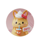 きつね耳プリンちゃん(丸型)（個別スタンプ：3）