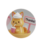 きつね耳プリンちゃん(丸型)（個別スタンプ：5）