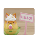 きつね耳プリンちゃん(四角型)（個別スタンプ：2）