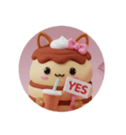 きつね耳ティラミスちゃん(丸型)（個別スタンプ：1）
