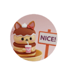 きつね耳ティラミスちゃん(丸型)（個別スタンプ：3）