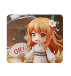 水色とオレンジが多めのみなみちゃん（個別スタンプ：6）