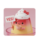 赤面いちごプリンちゃん(四角型)（個別スタンプ：3）
