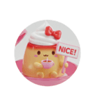 赤面しているいちごプリンちゃん(丸型)（個別スタンプ：4）