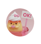 赤面しているいちごプリンちゃん(丸型)（個別スタンプ：6）