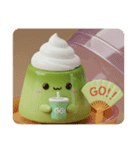 メロンでリラックス抹茶プリンちゃん(四角)（個別スタンプ：1）
