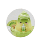 メロンでリラックス抹茶プリンちゃん(丸型)（個別スタンプ：1）