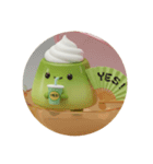 メロンでリラックス抹茶プリンちゃん(丸型)（個別スタンプ：2）