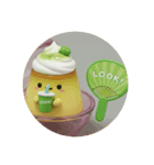 メロンでリラックス抹茶プリンちゃん(丸型)（個別スタンプ：3）