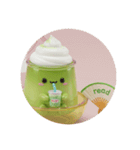 メロンでリラックス抹茶プリンちゃん(丸型)（個別スタンプ：7）