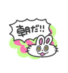 挨拶、睡眠、うさぎちゃん(カラフル背景)（個別スタンプ：1）