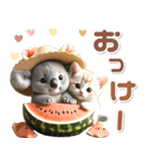 夏 猛暑 酷暑♡コアラとネコ（個別スタンプ：3）