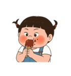 三つ編みのぽっちゃりした女の子 V.2（個別スタンプ：4）